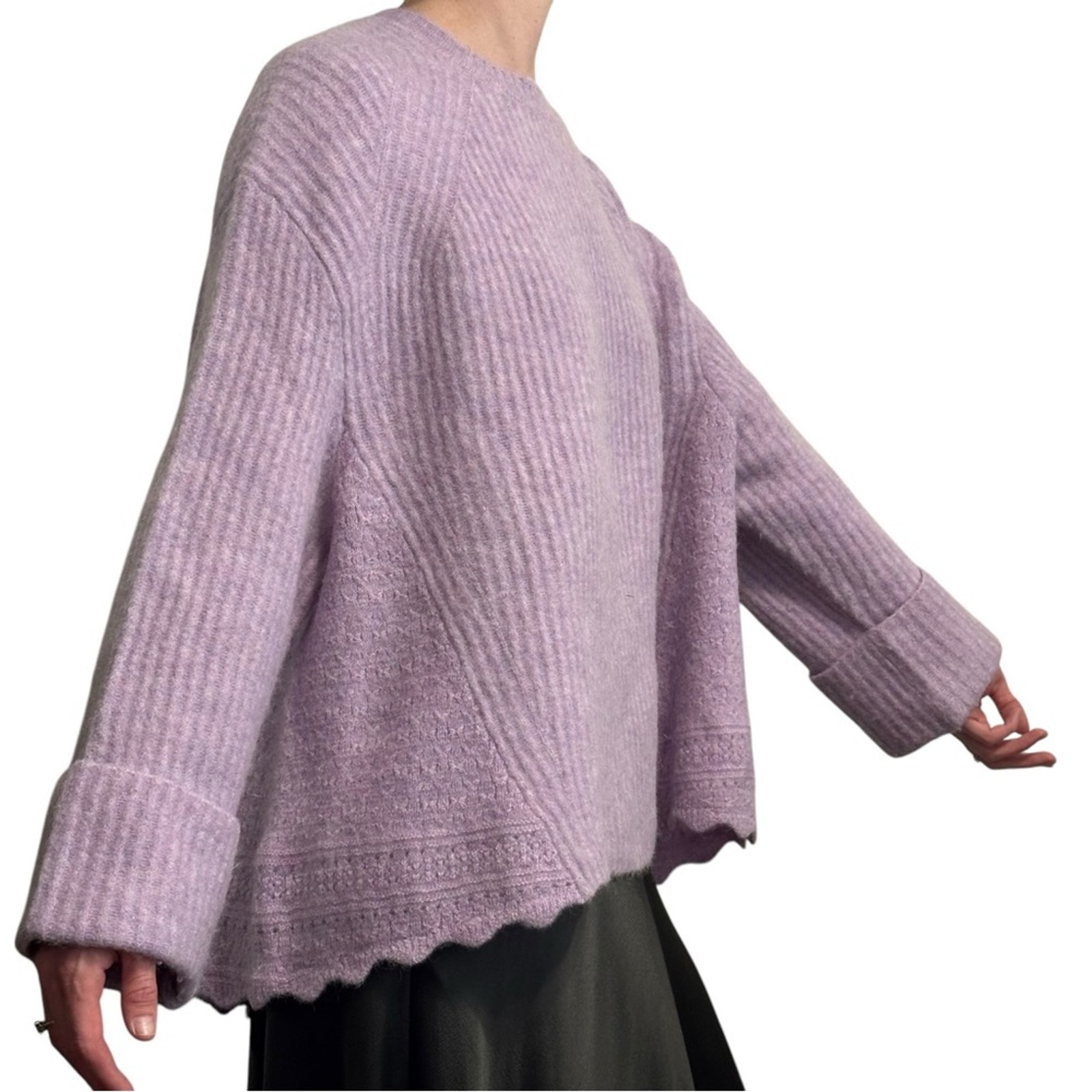 3.1 Phillip Lim Lofty Knit Sweater Lilac Embroidery Detail Size Oversized Xs